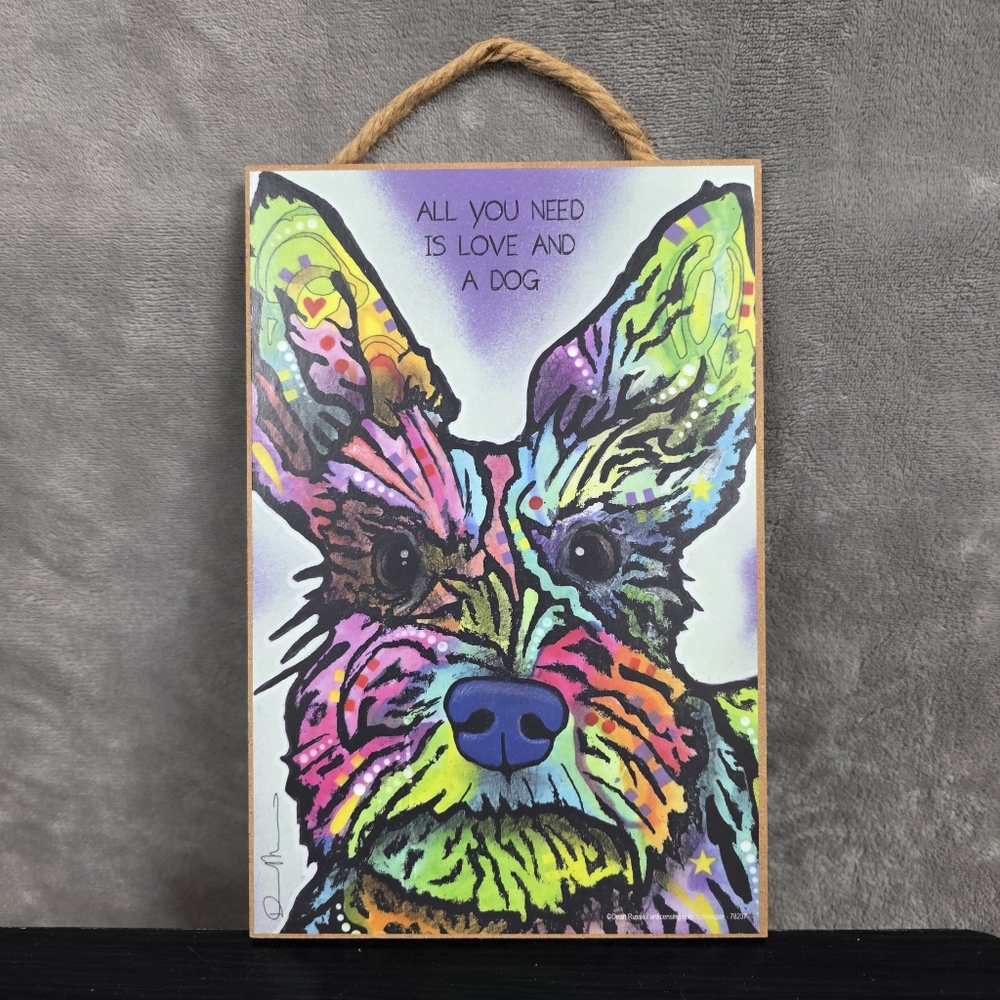 Dean Russo Neon Multicolored Dog Lover Hanging Wall Decor - Schnauzer